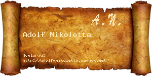 Adolf Nikoletta névjegykártya